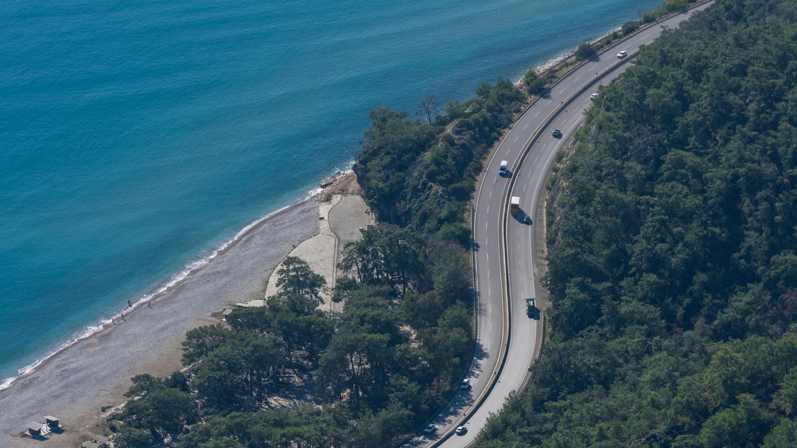 Coastal road below Sozina tunnel