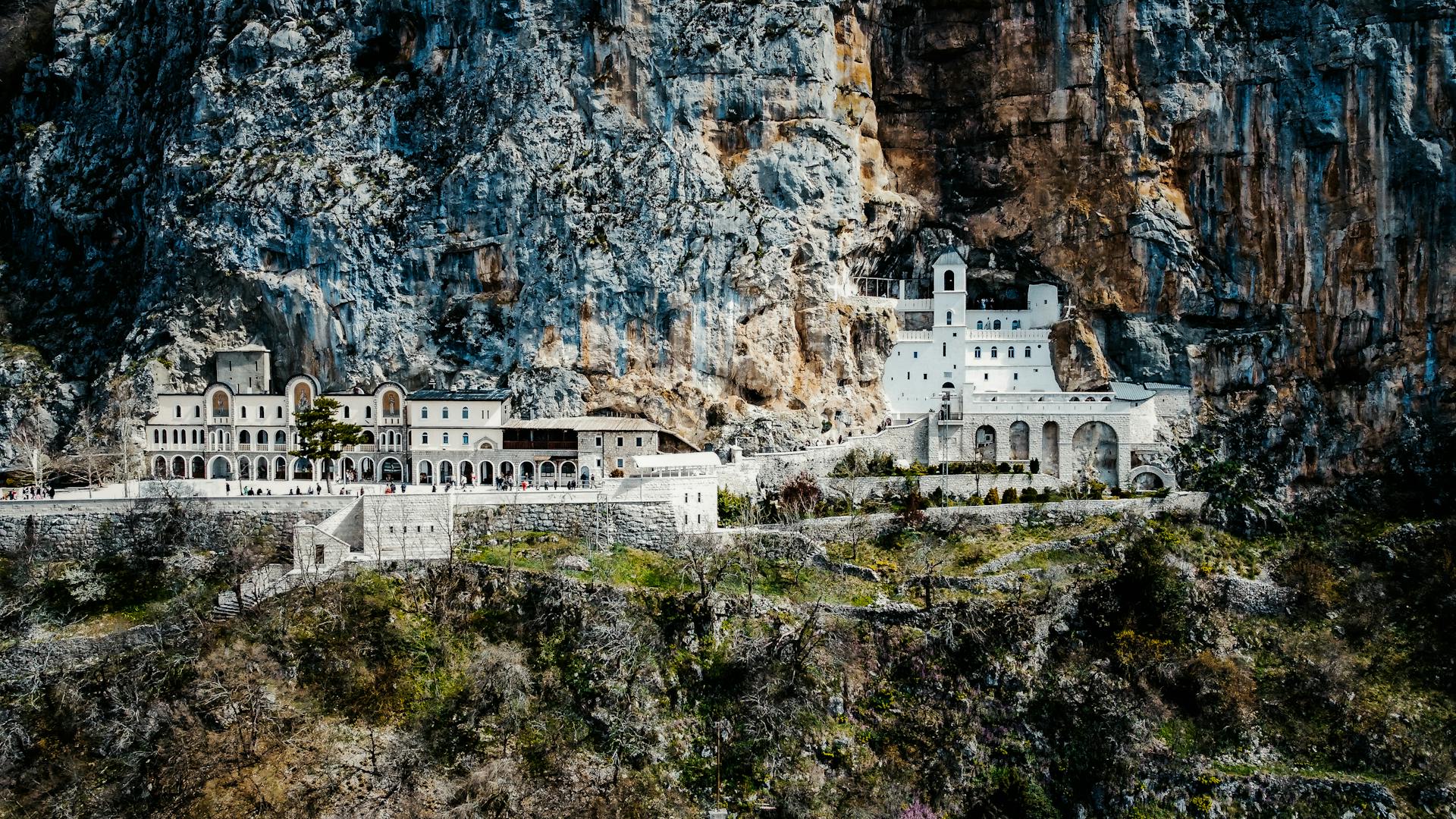 Ostrog Monastery carved into cliff face